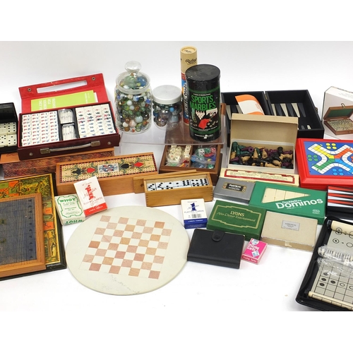 1251 - Vintage and later board games, cards, compendiums and marbles including chess and dominoes