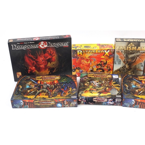 1222 - Vintage Dragon board games comprising Dark World, Dragon's Gate, Talisman, Dungeon Quest and Dungeon... 