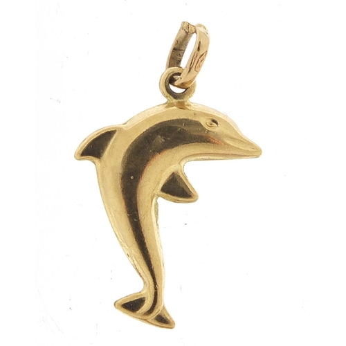 466 - 9ct gold dolphin charm, 2.1cm high, 0.8g