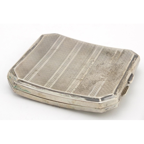 613 - EJ Trevitt & Sons, Victorian silver engine turned cigarette case, Chester 1930, 9.5cm wide, 100.0g