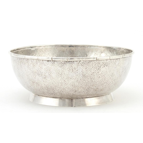 281 - Chinese circular silver footed bowl, impressed character marks to the base, 13cm in diameter, 151.2g