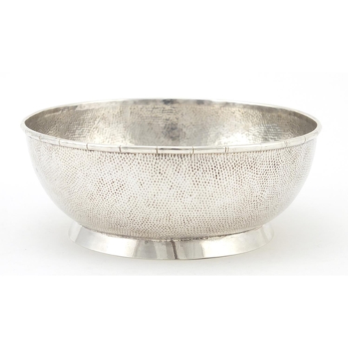 281 - Chinese circular silver footed bowl, impressed character marks to the base, 13cm in diameter, 151.2g