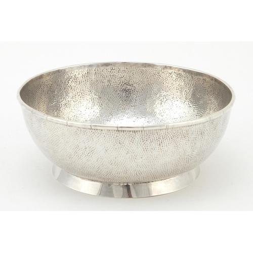 281 - Chinese circular silver footed bowl, impressed character marks to the base, 13cm in diameter, 151.2g