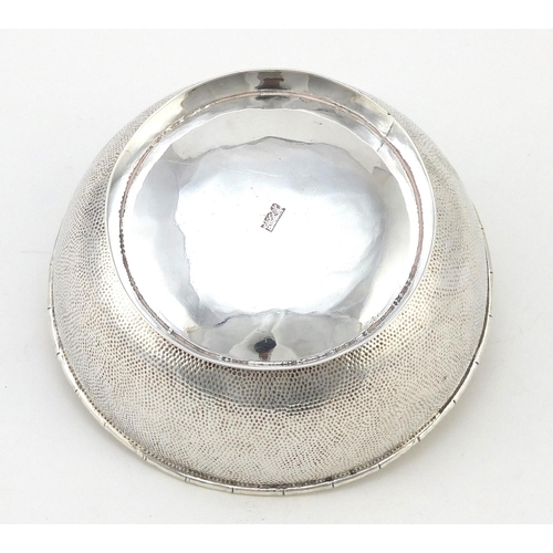 281 - Chinese circular silver footed bowl, impressed character marks to the base, 13cm in diameter, 151.2g