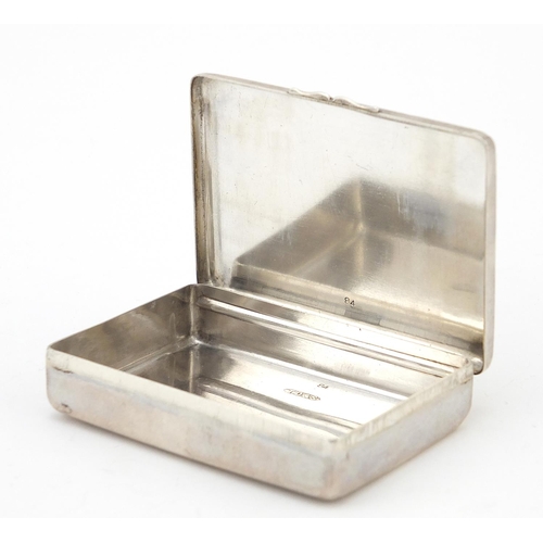 130 - Thomas Ducrow & Sons, George V rectangular silver snuff box, the hinged lid engraved with a view of ... 