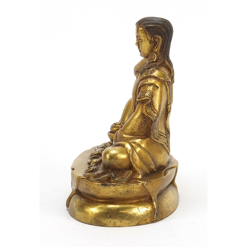 925 - Chino-Tibetan gilt bronze figure of Buddha, 13.5cm high