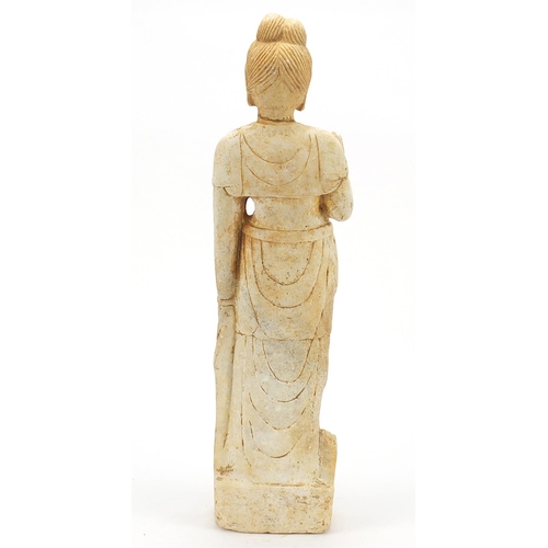 913 - Large Chinese stone carving of Guanyin, 44.5cm high