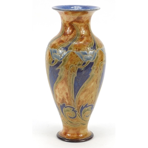 301 - Eliza Simmance for Royal Doulton, Art Nouveau vase hand painted and incised with stylised flowers, 3... 