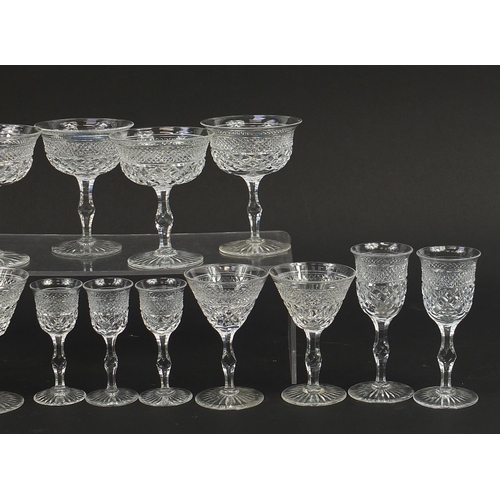 716 - Fifteen Webb crystal glasses including three sets of four, the largest each 12.5cm high