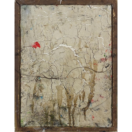 367 - Abstract composition, French school impasto oil on board, framed, 40cm x 30cm excluding the frame