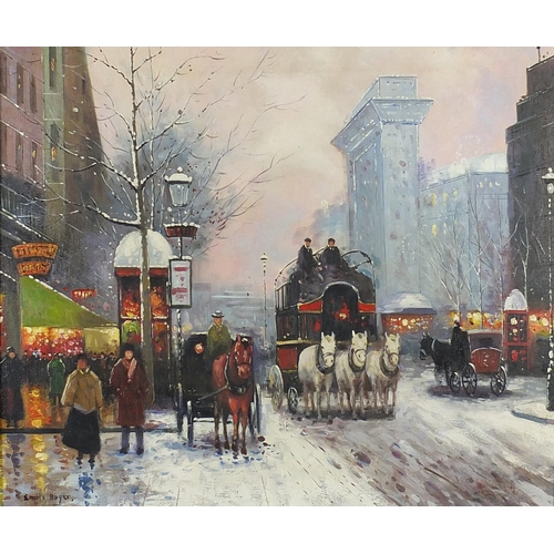 251 - Parisian street scene, Impressionist oil on board, framed, 54.5cm x 44cm excluding the frame