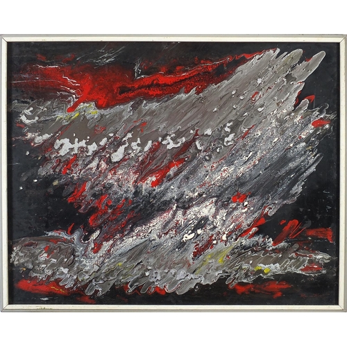 247 - Abstract composition, oil on board, framed, 92cm x 74cm excluding the frame