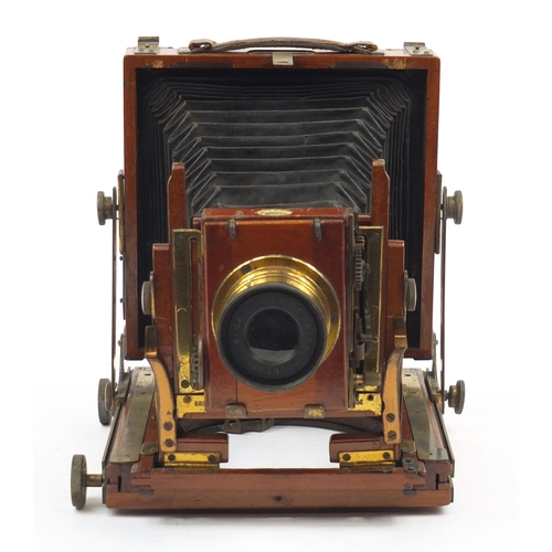 1161 - Victorian mahogany Thornton-Pickard plate camera,  the camera 18cm high