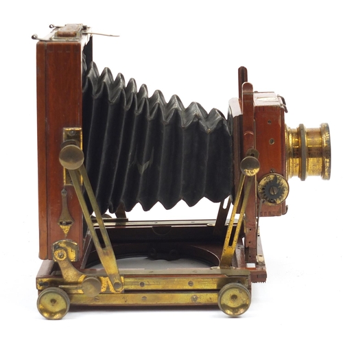 1161 - Victorian mahogany Thornton-Pickard plate camera,  the camera 18cm high