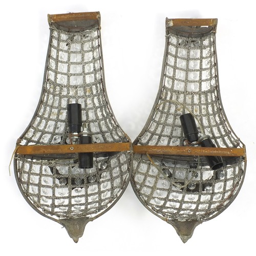 1170 - Pair of French style ornate chandelier design wall sconces, each 43cm high