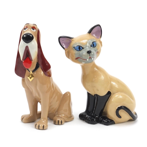 1332 - Two Wade Blow Up Lady and the Tramp animals including Trusty dog, the largest 14cm high