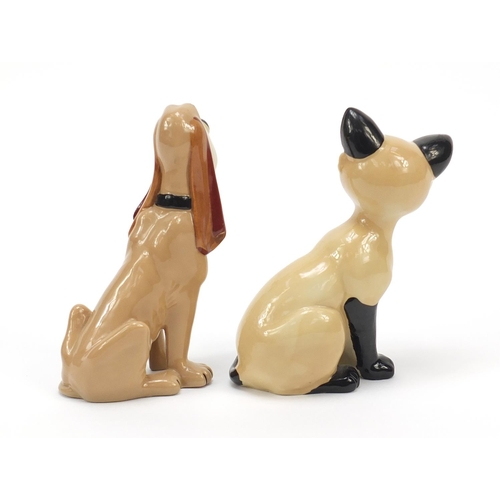 1332 - Two Wade Blow Up Lady and the Tramp animals including Trusty dog, the largest 14cm high