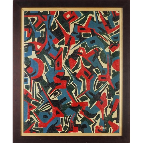 54 - After Nejad Devrim - Abstract composition, Turkish school oil on canvas, mounted and framed, 61cm  x... 