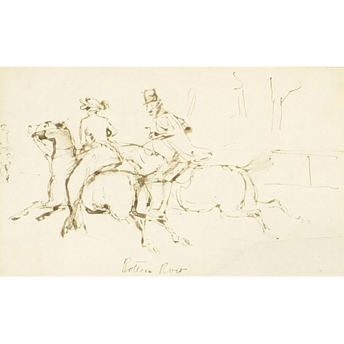 55 - Sir John Everett Millais - Rotten Row, ink drawing, signed and inscribed 'faithfully yours' verso, P... 