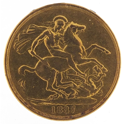 595 - Queen Victoria Jubilee Head 1887 gold double sovereign - this lot is sold without buyer’s premium, t... 