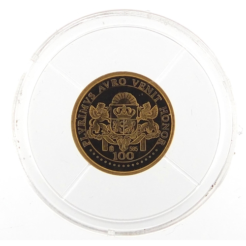 513 - 2003 14ct gold proof coin commemorating Princess Diana from the 21st Century Gold Rarities series, w... 