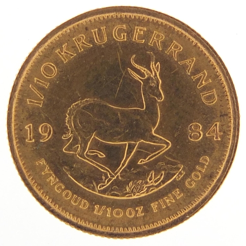 515 - South African 1984 gold 1/10th Krugerrand - this lot is sold without buyer’s premium, the hammer pri... 
