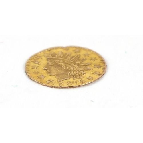 523 - United States of America 1875 gold California quarter dollar with small Indian head - this lot is so... 