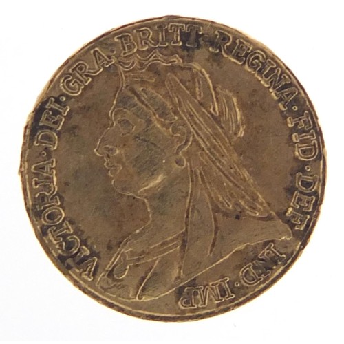 509 - Commemorative gold coin with bust of Queen Victoria, 0.5g - this lot is sold without buyer’s premium... 