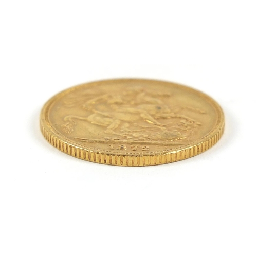 582 - Victoria Young Head 1872 gold sovereign - this lot is sold without buyer’s premium, the hammer price... 