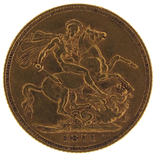 579 - Victoria Young Head 1871 gold sovereign - this lot is sold without buyer’s premium, the hammer price... 