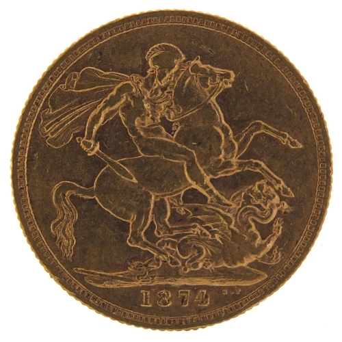 544 - Victoria Young Head 1874 gold sovereign, Sydney Mint - this lot is sold without buyer’s premium, the... 