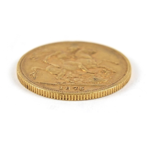 539 - Victoria Young Head 1875 gold sovereign, Melbourne Mint - this lot is sold without buyer’s premium, ... 