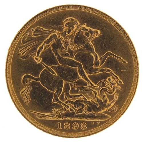 496 - Queen Victoria 1898 gold sovereign - this lot is sold without buyer’s premium, the hammer price is t... 