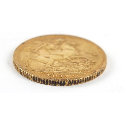 495 - George V 1915 gold sovereign - this lot is sold without buyer’s premium, the hammer price is the pri... 