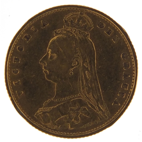 635 - Queen Victoria Jubilee Head 1887 shield back gold half sovereign - this lot is sold without buyer’s ... 