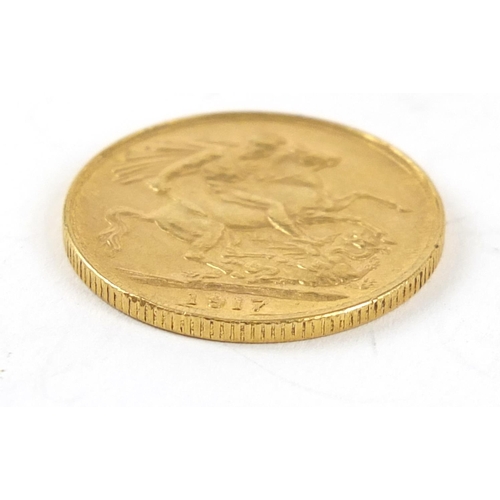 577 - George V 1917 gold sovereign - this lot is sold without buyer’s premium, the hammer price is the pri... 