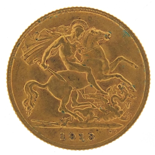 553 - George V 1913 gold half sovereign - this lot is sold without buyer’s premium, the hammer price is th... 