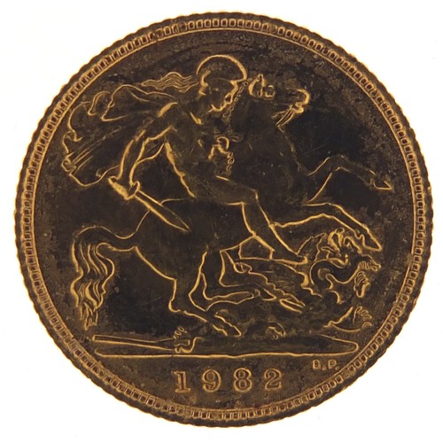 557 - Elizabeth II 1982 Gold half sovereign  - this lot is sold without buyer’s premium, the hammer price ... 