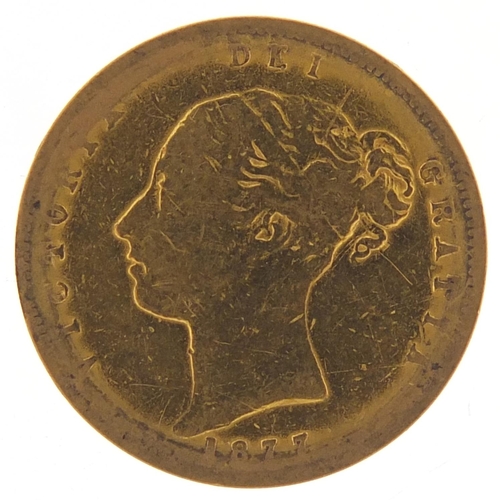 563 - Victoria Young Head 1877 shield back gold half sovereign - this lot is sold without buyer’s premium,... 