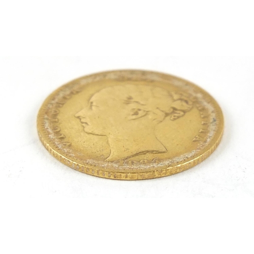 592 - Victoria Young Head 1884 shield back gold half sovereign - this lot is sold without buyer’s premium,... 