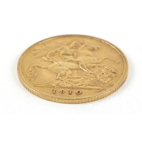 527 - Edward VII 1910 gold half sovereign - this lot is sold without buyer’s premium, the hammer price is ... 