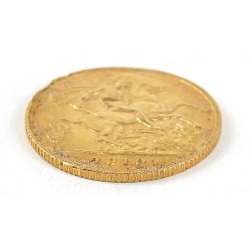 516 - Edward VII 1910 gold half sovereign - this lot is sold without buyer’s premium, the hammer price is ... 