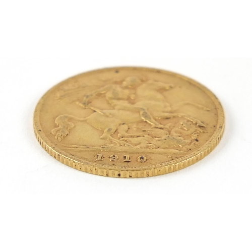 482 - Edward VII 1910 gold half sovereign - this lot is sold without buyer’s premium, the hammer price is ... 