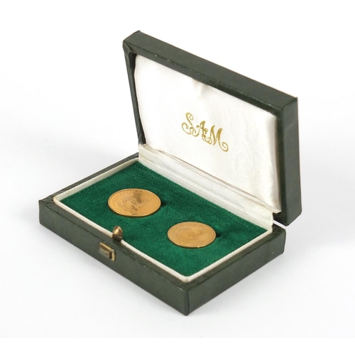 505 - Two South Africa 1974 gold coins with box comprising 2 rand and 1 rand - this lot is sold without bu... 