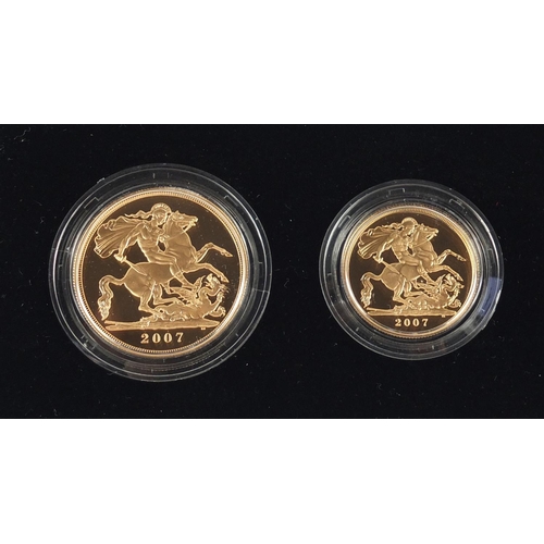 640 - United Kingdom 2007 gold proof four coin sovereign collection  with box and certificate numbered 152... 