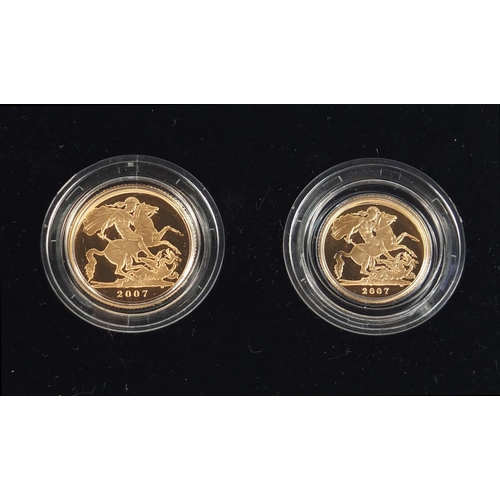 640 - United Kingdom 2007 gold proof four coin sovereign collection  with box and certificate numbered 152... 