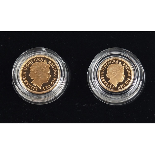 640 - United Kingdom 2007 gold proof four coin sovereign collection  with box and certificate numbered 152... 