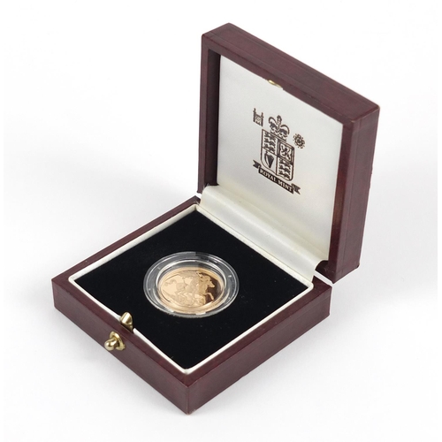 500 - Elizabeth II 1999 gold proof sovereign with box and  certificate numbered 9169 - this lot is sold wi... 