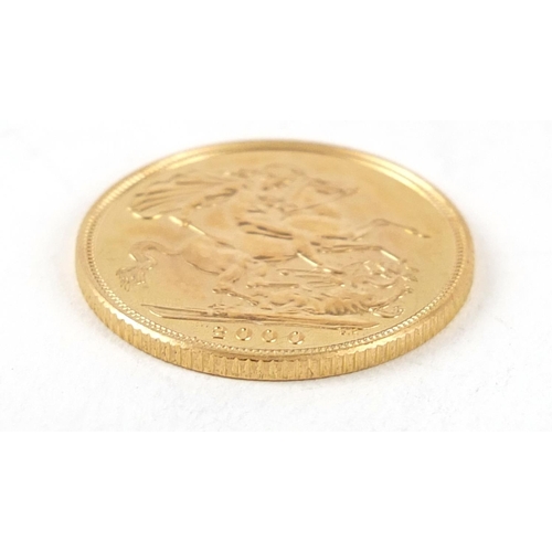 478 - Elizabeth II 2000 gold sovereign - this lot is sold without buyer’s premium, the hammer price is the... 