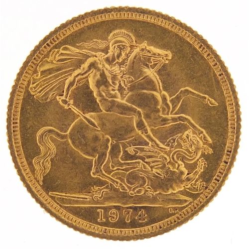 533 - Elizabeth II 1974 gold sovereign - this lot is sold without buyer’s premium, the hammer price is the... 